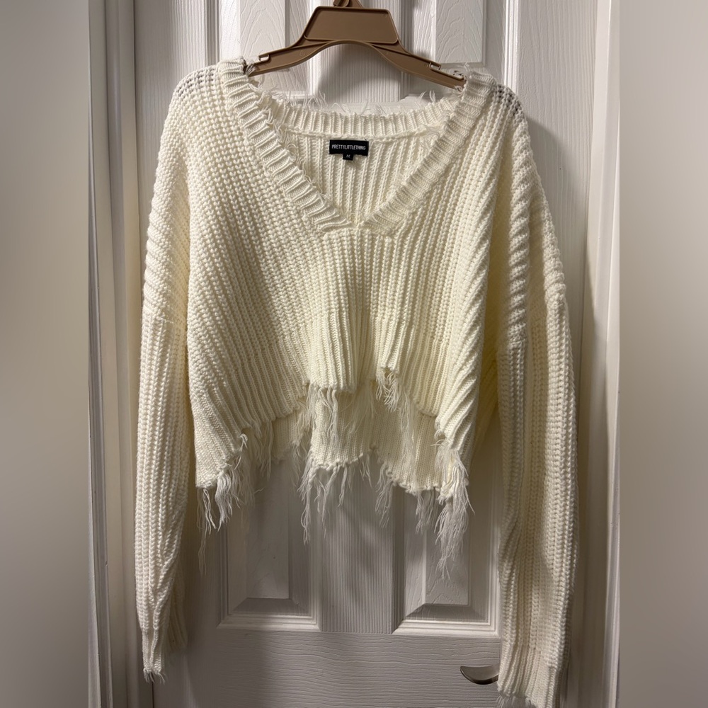 PrettyLittleThing Distressed Cropped Sweater